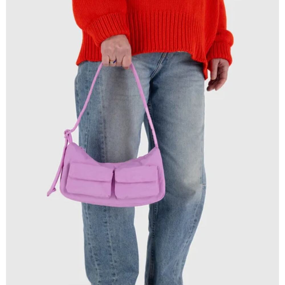 Baggu Nylon Cargo Shoulder Bag Peony Pink Hobo Minimalist Pastel Utilitarian
